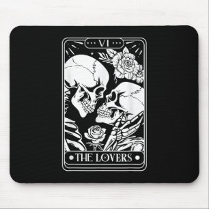 Tarot Card The Lovers Vintage Skeleton Goth Hallow Mouse Mat