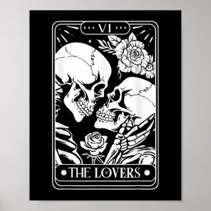 Tarot Card The Lovers Vintage Skeleton Goth Hallow Poster