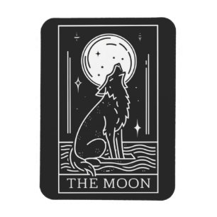 Tarot Card The Moon Wolf Howling  Magnet