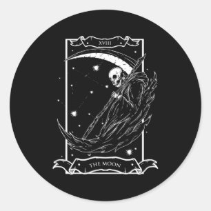 Tarot Card The Moon Xviii Death Style Classic Round Sticker
