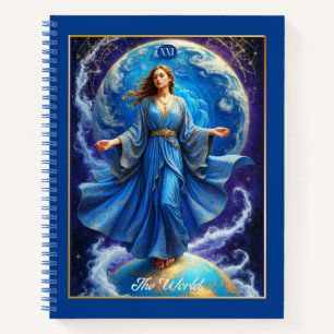 Tarot Card, the World, in Deep Blue Journal 