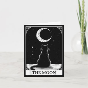 Tarot Card Vintage Crescent Moon Black Cat Mum Cat