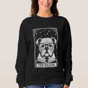 Tarot Card Vintage English Bulldog Dog Book Lover  Sweatshirt
