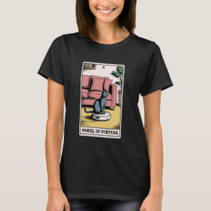 Tarot Card Wheel of Fortune Cat On Robot Vacuum Cl T-Shirt