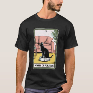 Tarot Card Wheel of Fortune Cat On Robot Vacuum Cl T-Shirt