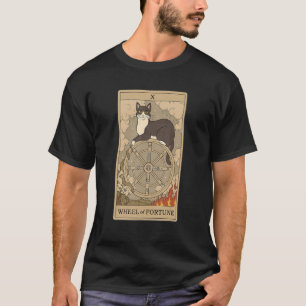 Tarot Card Wheel Of Tune And Cat Cosmic Graphic Ca T-Shirt