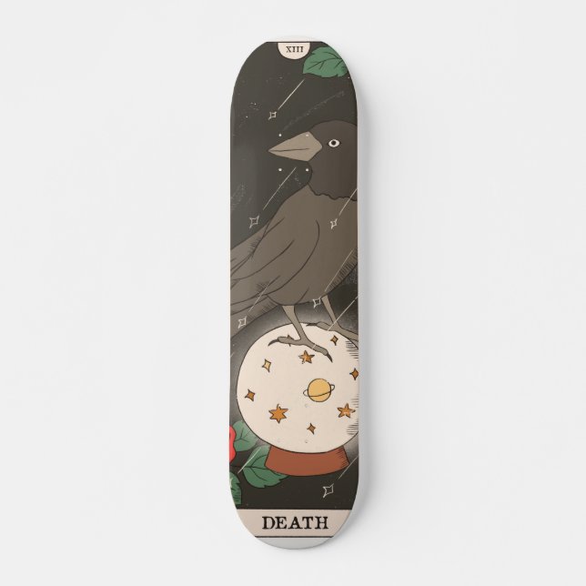 Tarot card XIII major arcana raven crystal ball Skateboard (Front)