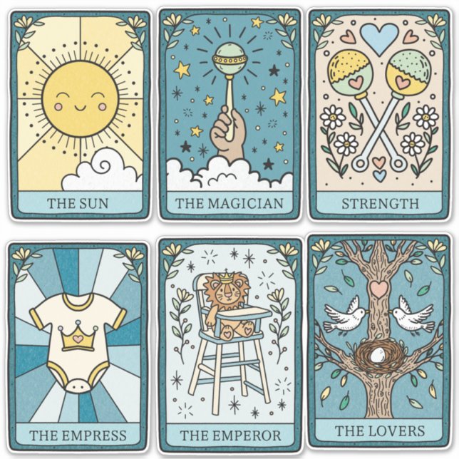 Tarot Cards Baby Shower Stickers (Front)
