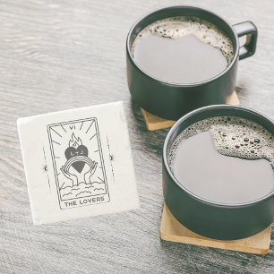 Tarot Cards Bridal Shower Wedding Modern B+W Stone Coaster