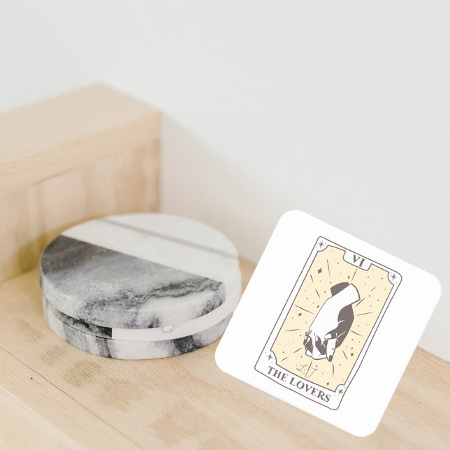 Tarot Cards | Bridal Shower | Wedding | Neutrals Square Paper Coaster (Creator Uploaded)