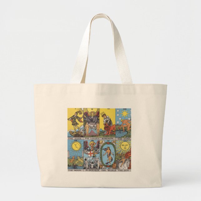 Tarot Cards Collage Large Tote Bag (Front)