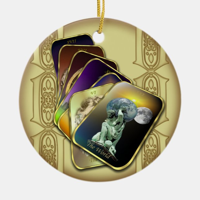 Tarot Cards Personalised Round Ornament (Front)