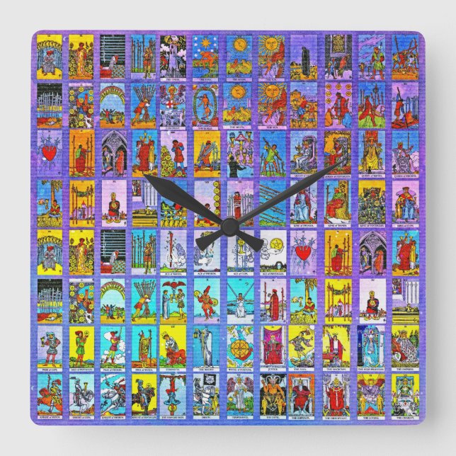 Tarot Cards Square Wall Clock (Front)