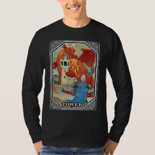 Tarot Cards Tower Occult Fortune Plate Gothic T-Shirt