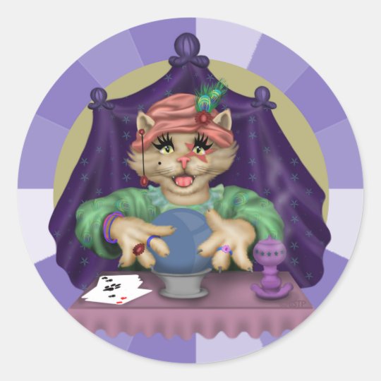 TAROT CAT AutoCollant round Stickers Large, 3 inch