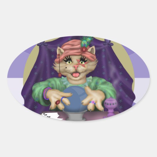 TAROT CAT AutoCollant round Stickers OVAL Stickers
