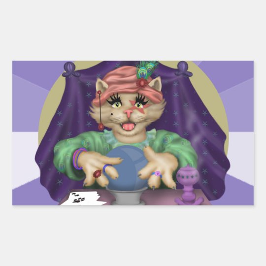 TAROT CAT AutoCollant round Stickers Rectangle S