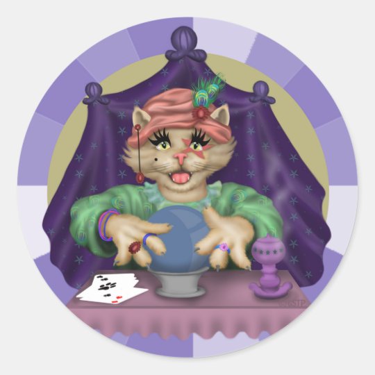 TAROT CAT AutoCollant round Stickers Small, 1½ inc
