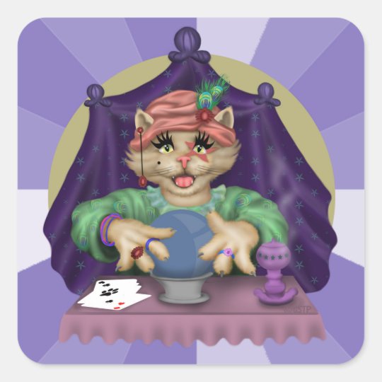TAROT CAT AutoCollant Squar Stickers Small, 1½ inc