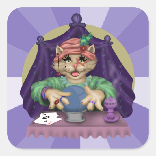 TAROT CAT AutoCollant SQUARE Stickers 3 inch