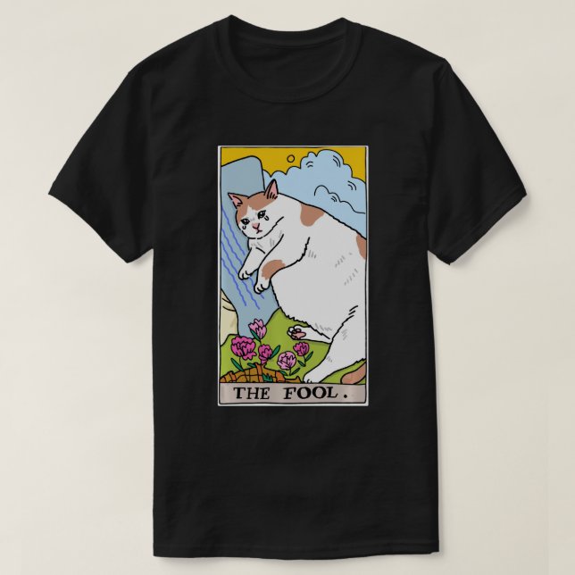 Tarot Cat The Fool Tarot Card Crying Cat Meme Swea T-Shirt (Design Front)