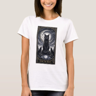 Tarot Cat The Moon Card Mystical Cat Halloween T-Shirt