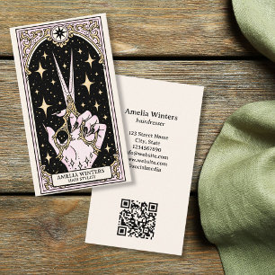 Tarot Celestial Vintage Hair Stylist Gold Scissors Business Card