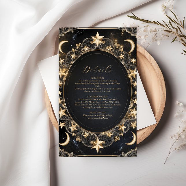 Tarot Celestial Wedding Sun Moon Stars Gold Enclosure Card (Creator Uploaded)