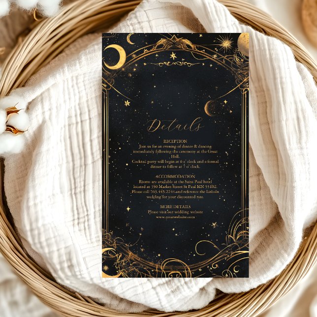 Tarot Celestial Wedding Sun Moon Stars Gold Enclosure Card (Creator Uploaded)