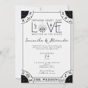 Tarot Celestial Wedding Zodiac Signs Evil Eye Moon Invitation