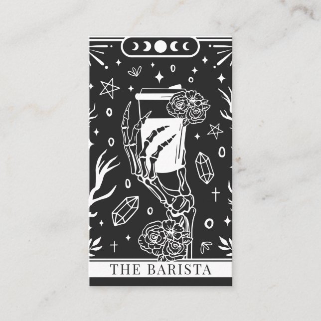 Tarot Charcoal Grey Barista Business Card (Front)