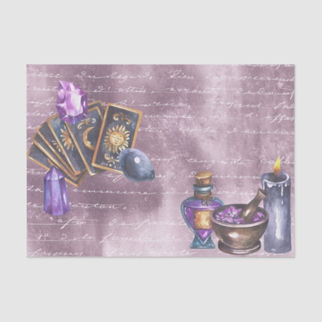 Tarot Crystals Purple Decoupage  Tissue Paper (Front)