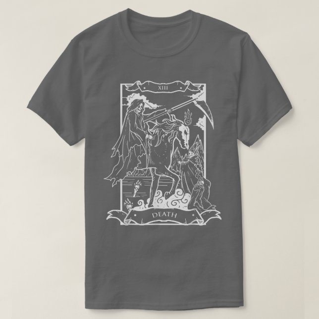 Tarot Death Card Skeleton Skull Horror Bones Goth  T-Shirt (Design Front)