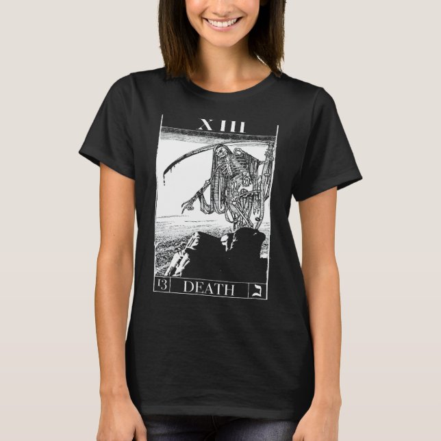 Tarot Death Card Skeleton Skull Horror Bones Goth  T-Shirt (Front)