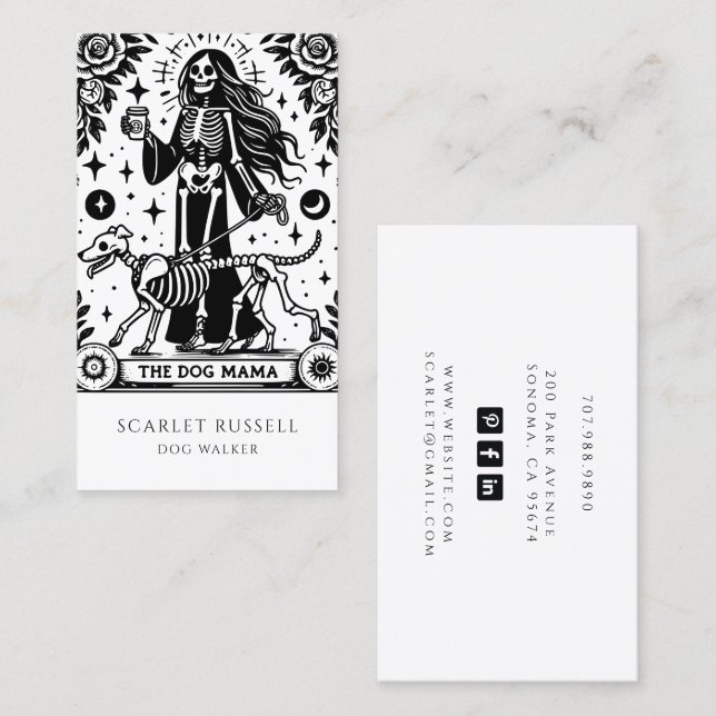 Tarot Dog Walker Pet Sitter Business Card (Front/Back)