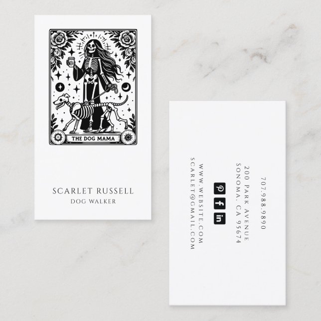 Tarot Dog Walker Pet Sitter Business Card (Front/Back)