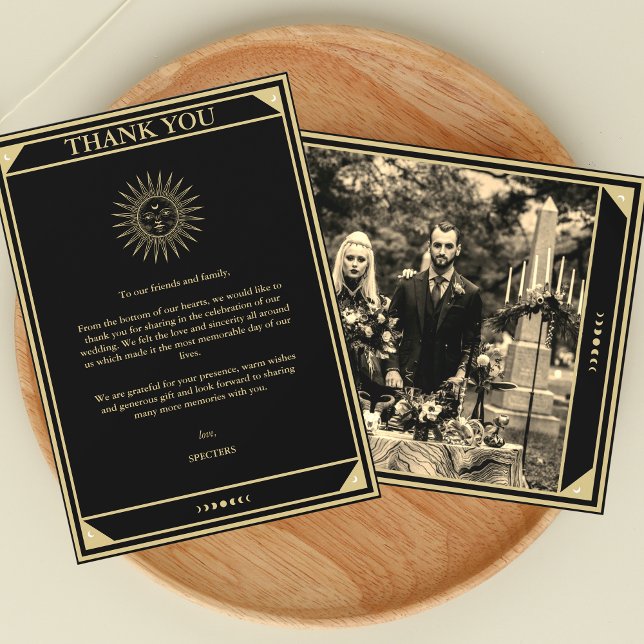 Tarot Elegant Thank you Cards Black Gold Photo (Creator Uploaded)