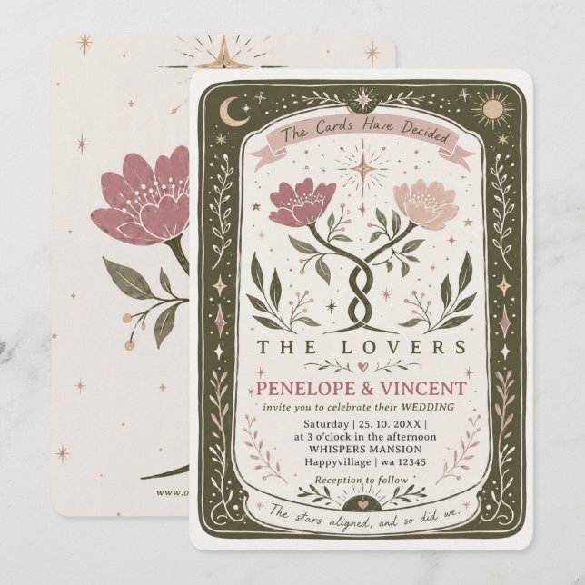 Tarot Floral Wedding Invitation (Front/Back)