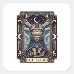 Tarot Fold – Scottish Fold Cat Tarot Halloween Square Sticker