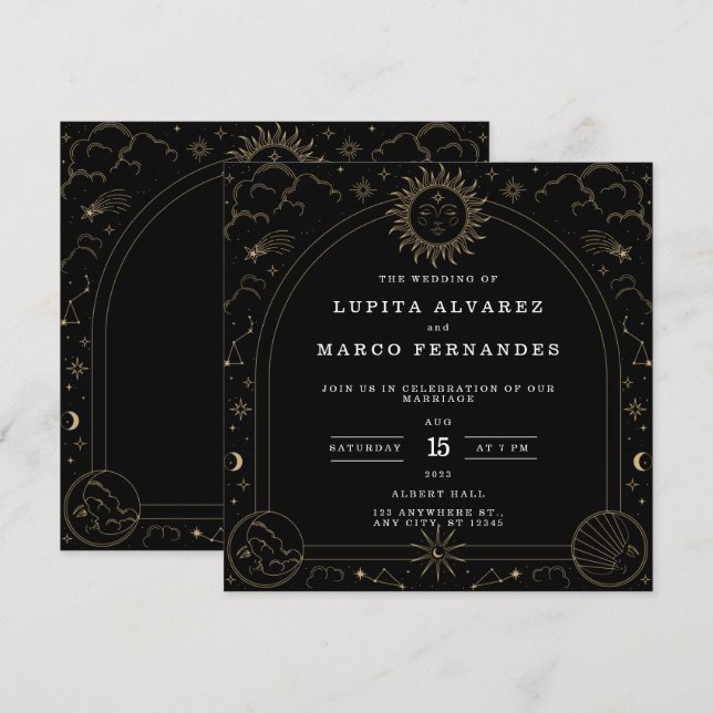 Tarot Gold Elegant Wedding Invitation (Front/Back)