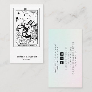 Tarot Hair Stylist Pink Green Ombre Business Card