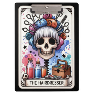 Tarot Hairdresser Skeleton – Gothic Salon Clipboard