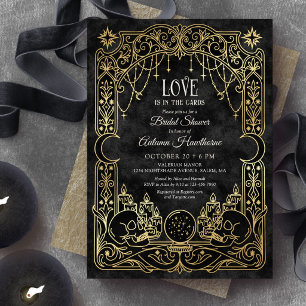 Tarot Halloween Black Bridal Shower Invitation