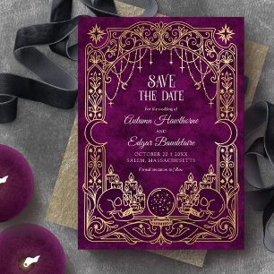 Tarot Halloween Gothic Burgundy Wedding Save The Date