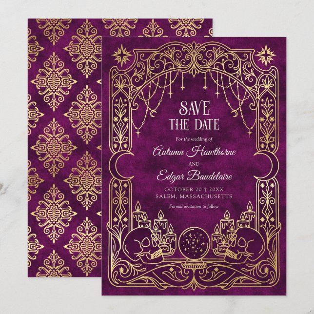 Tarot Halloween Gothic Wedding Save The Date (Front/Back)