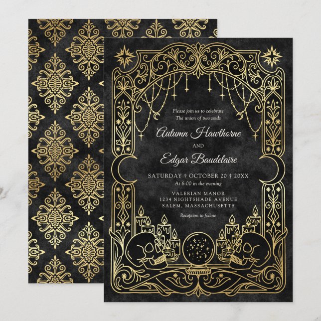 Tarot Halloween Gothic Witch Wedding Invitation (Front/Back)