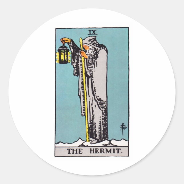 tarot-hermit classic round sticker (Front)