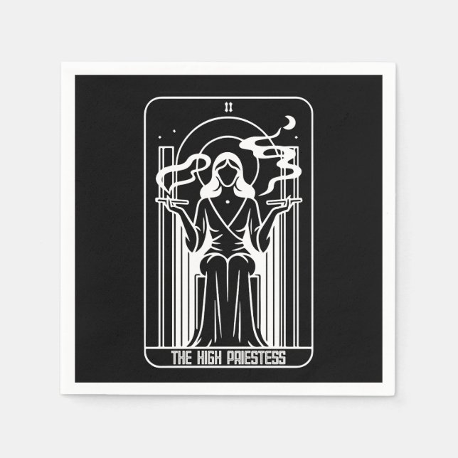 Tarot High Priestess Female Weed Smoking Birthday  Napkin (Front)