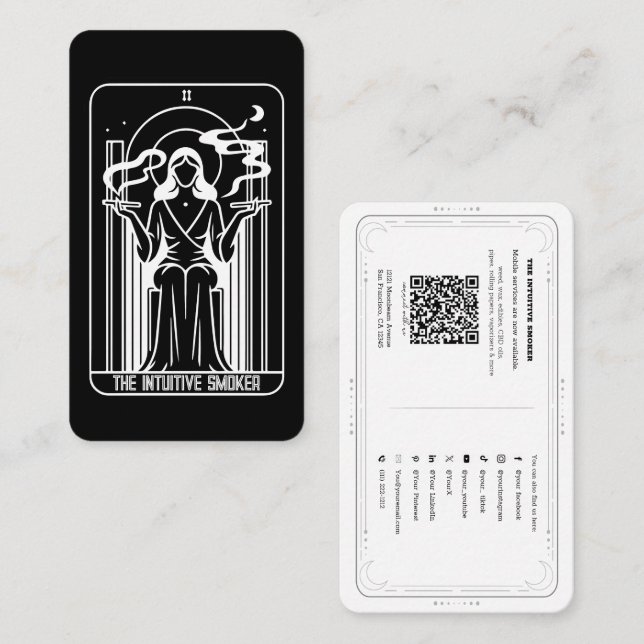 Tarot High Priestess Female Weed Smoking  Business Card (Front/Back)