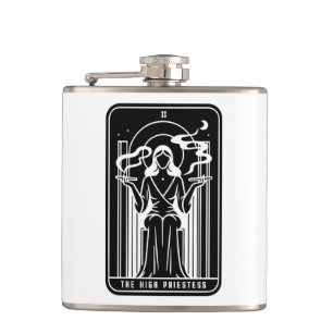 Tarot High Priestess Female Weed Smoking Occult Hip Flask